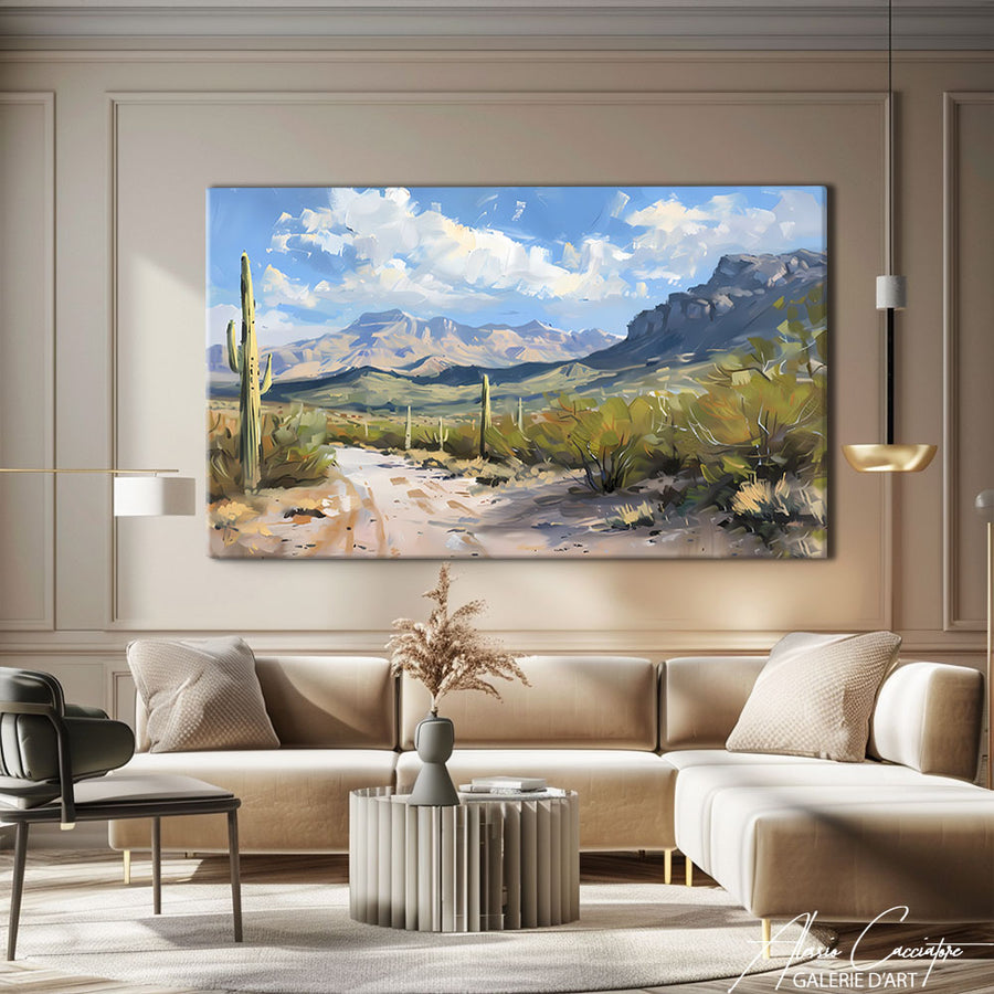 Tableau Peinture Paysage Montagne – mise en situation