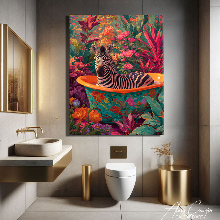 Tableau zèbre Salle De Bain – mise en situation