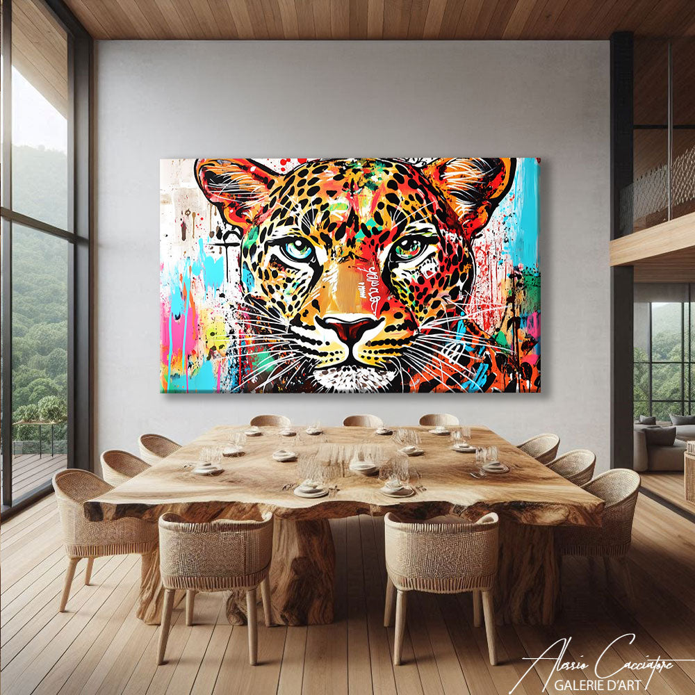 TABLEAU STREET ART LÉOPARD