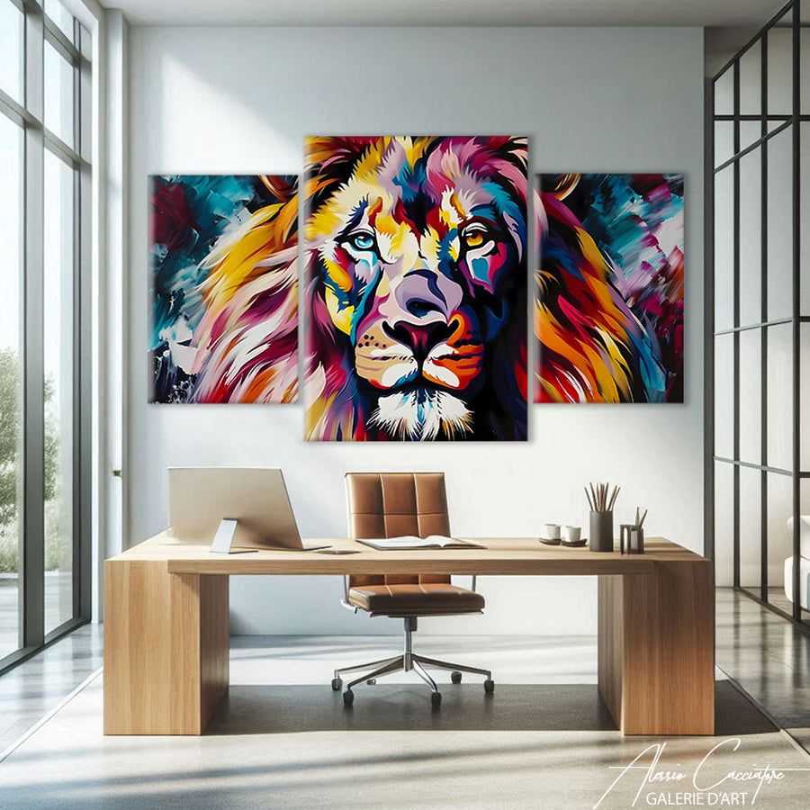 TABLEAU TRIPTYQUE LION – mise en situation