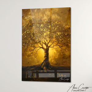 TABLEAU ARBRE DE VIE JAUNE Alessio Cacciatore