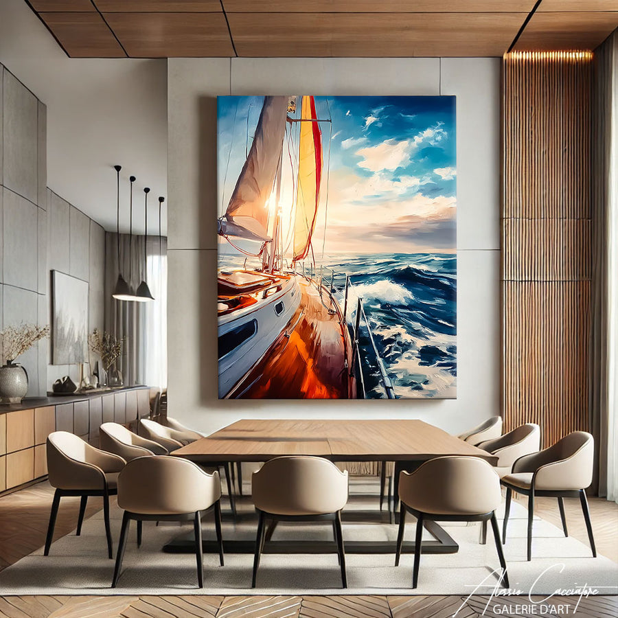 Tableau bateau en mer – mise en situation