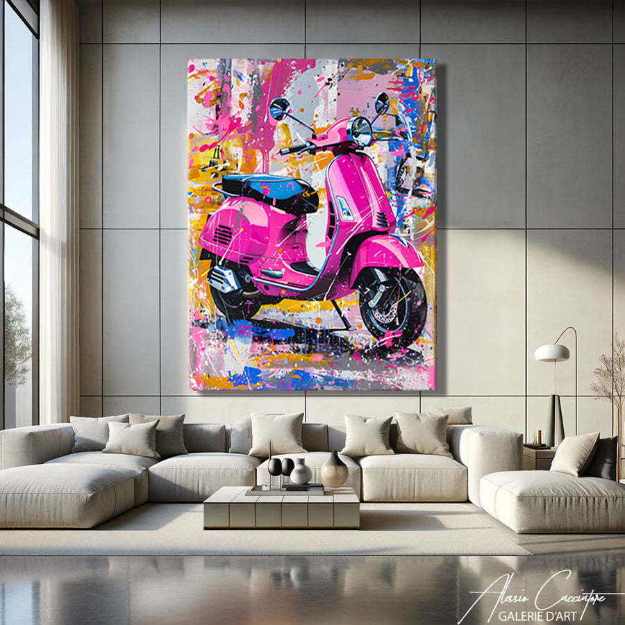 Tableau Vespa Rose – mise en situation
