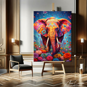 tableau éléphant couleur