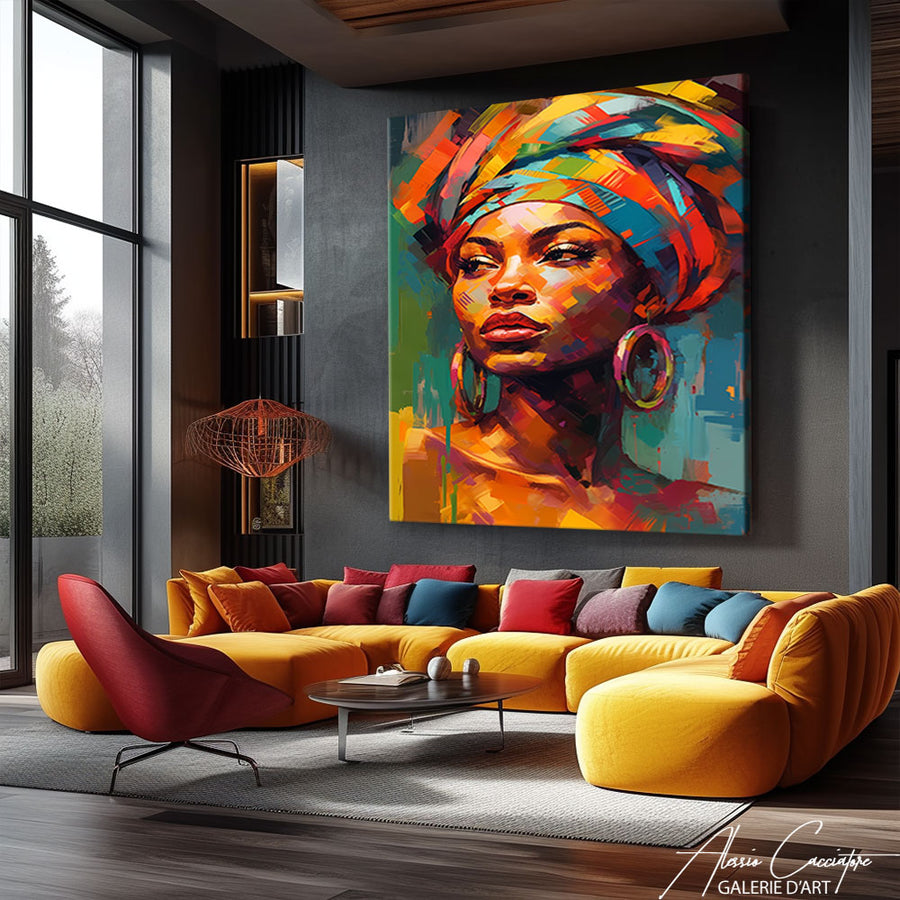 tableau femme africaine moderne – mise en situation