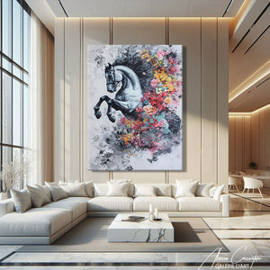 Tableau Cheval Floral