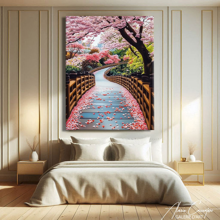 Tableau Fleur De Sakura – mise en situation
