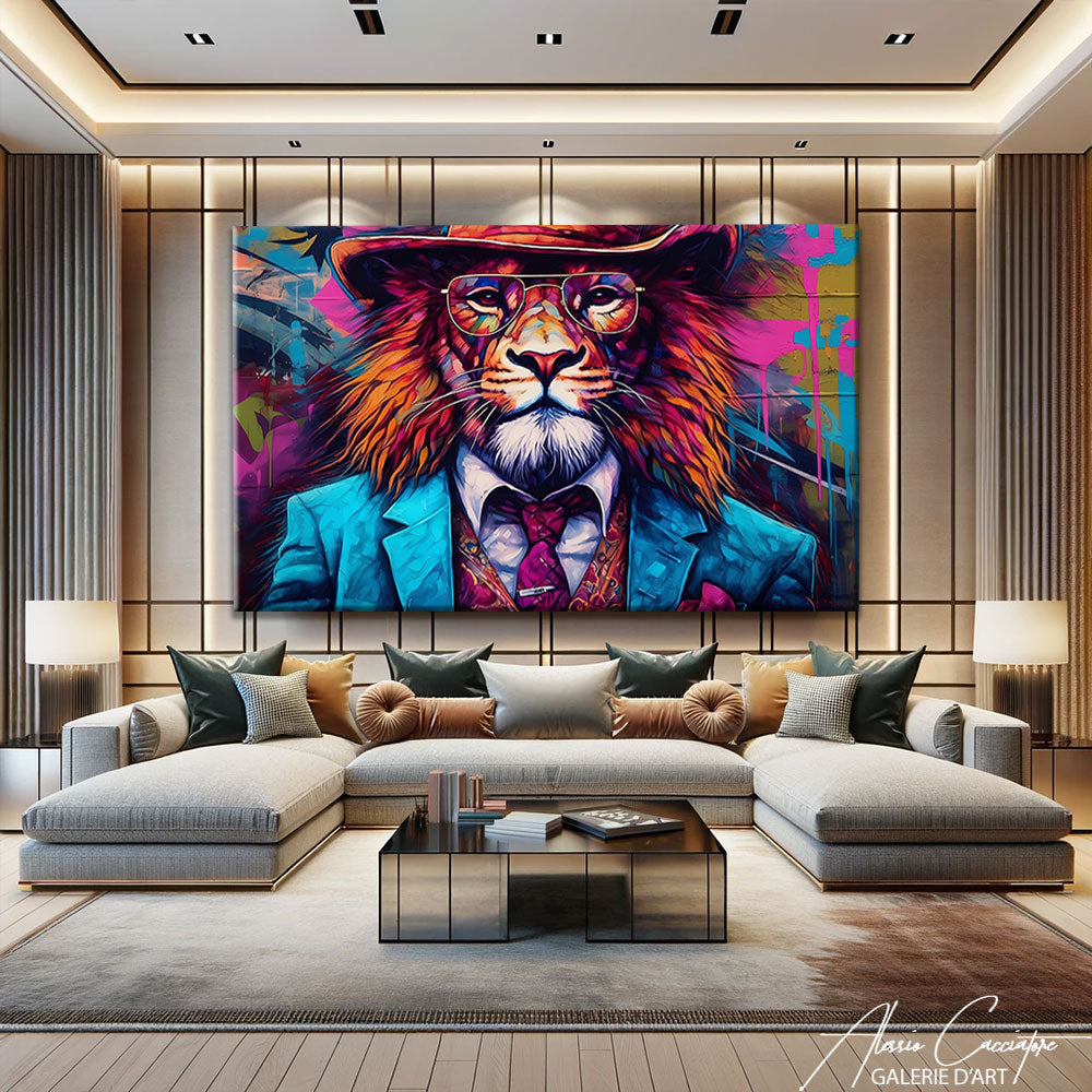 TABLEAU LION SMOKING