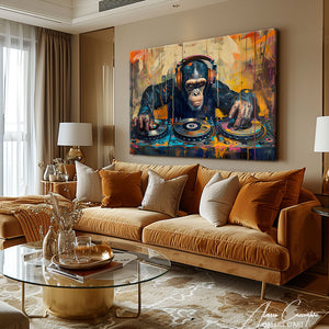 tableau singe casque