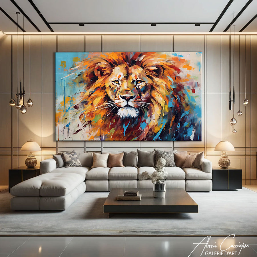TABLEAU LION POP
– mise en situation