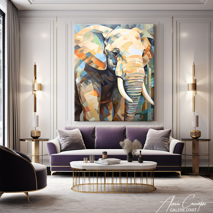 tableau éléphant moderne – mise en situation
