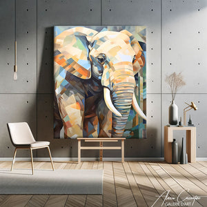 tableau éléphant abstrait