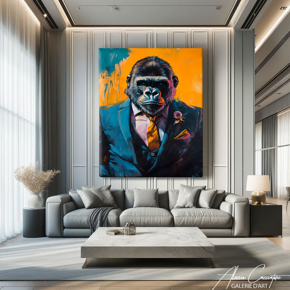 Tableau Gorille en Costume