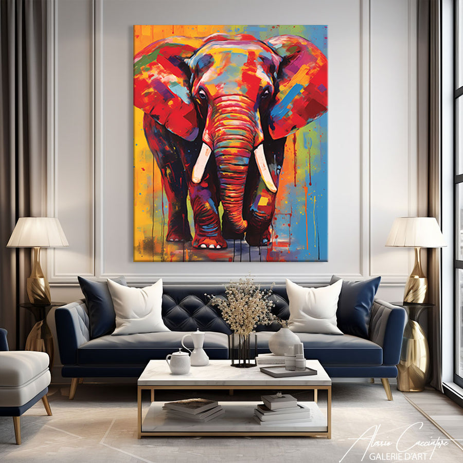 tableau peinture acrylique elephant – mise en situation