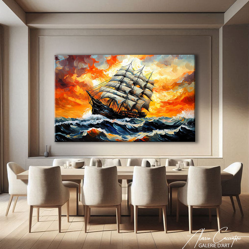 TABLEAU MARINE COUCHER DE SOLEIL
