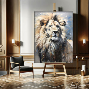 tableau lion aquarelle