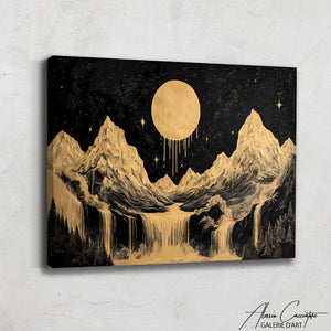 Tableau Abstrait Noir et Doré