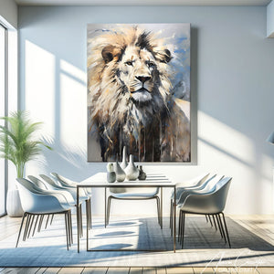 tableau tête de lion coloré
