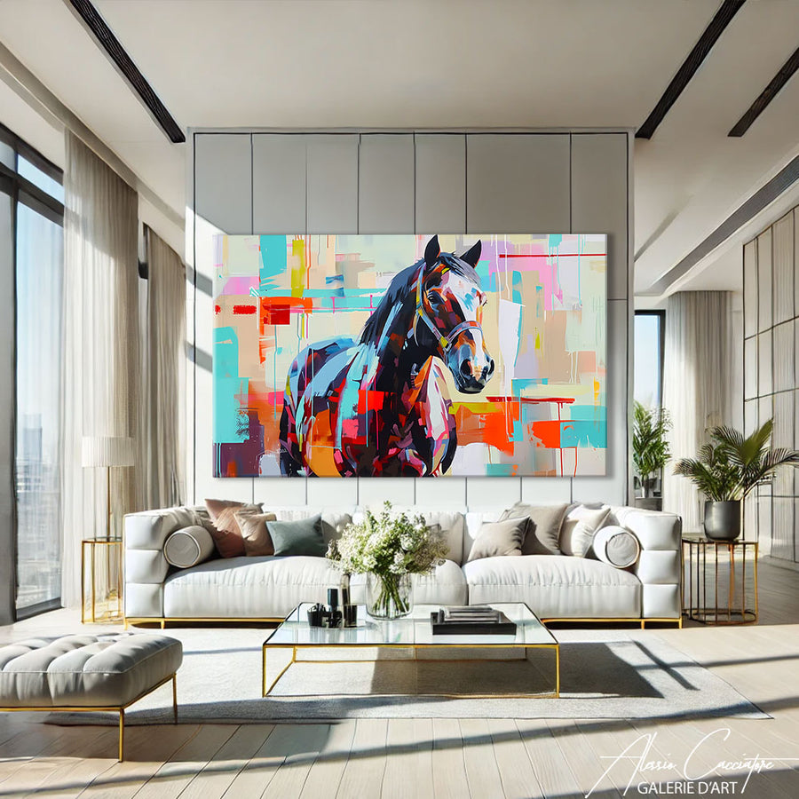 tableau cheval colore – mise en situation