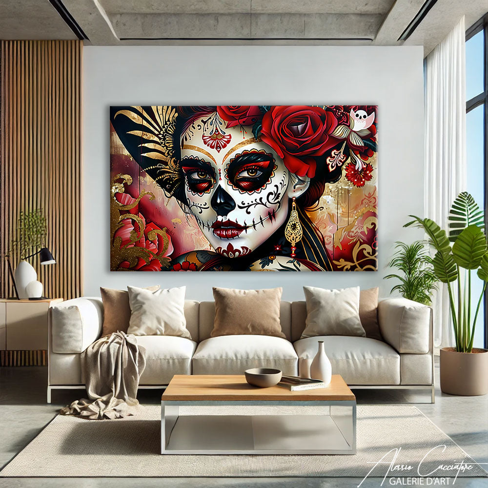 Tableau Tête de Mort et Femme