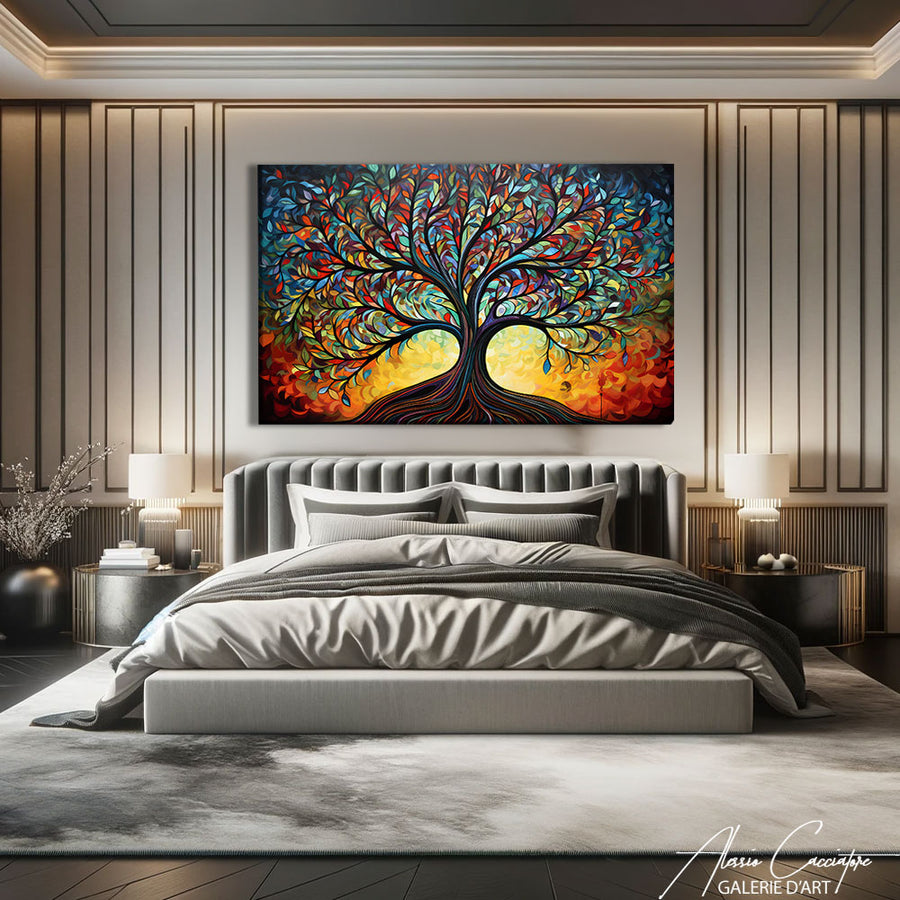 peinture sur toile arbre de vie – mise en situation