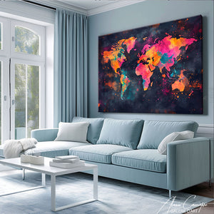Tableau Carte du Monde abstrait