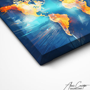 TABLEAU TRIPTYQUE CARTE DU MONDE Alessio Cacciatore