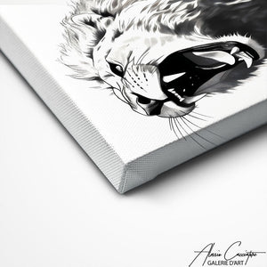 TABLEAU NOIR ET BLANC LION Alessio Cacciatore