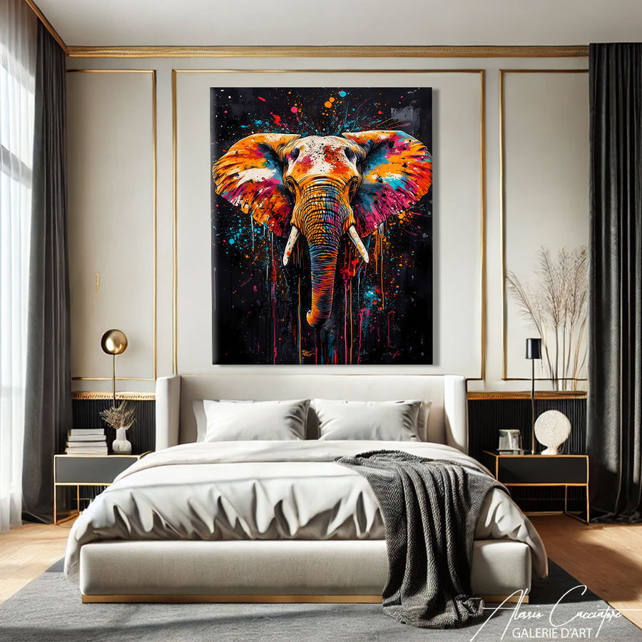 Toile Éléphant – mise en situation