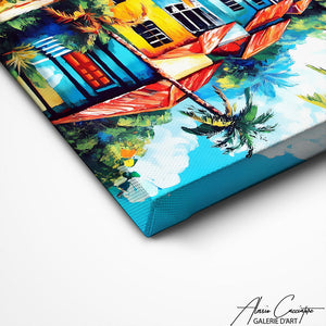 TABLEAU VILLAGE AFRICAIN ABSTRAIT AlessioCacciatore