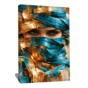 Tableau Femme Voile Bleu