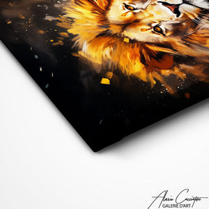 TABLEAU LION NOIR ET OR Alessio Cacciatore