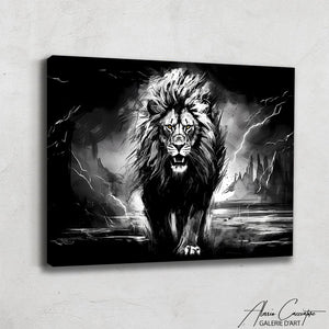Tableau Toile Lion Noir Et Blanc