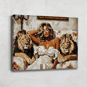 Tableau Femme Lion