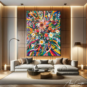 tableau fleurs moderne