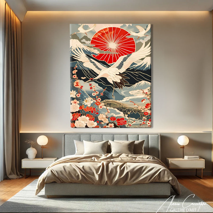 Peinture Oiseaux Japonais – mise en situation