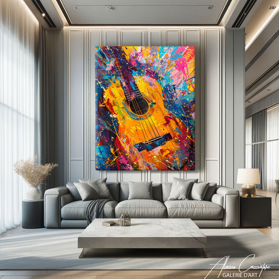 Tableau Guitare Abstrait – mise en situation