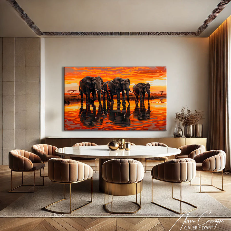 Tableau Éléphant Savane – mise en situation