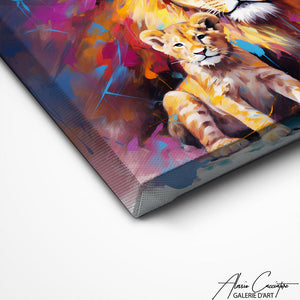 TABLEAU LION ET LIONCEAU Alessio Cacciatore