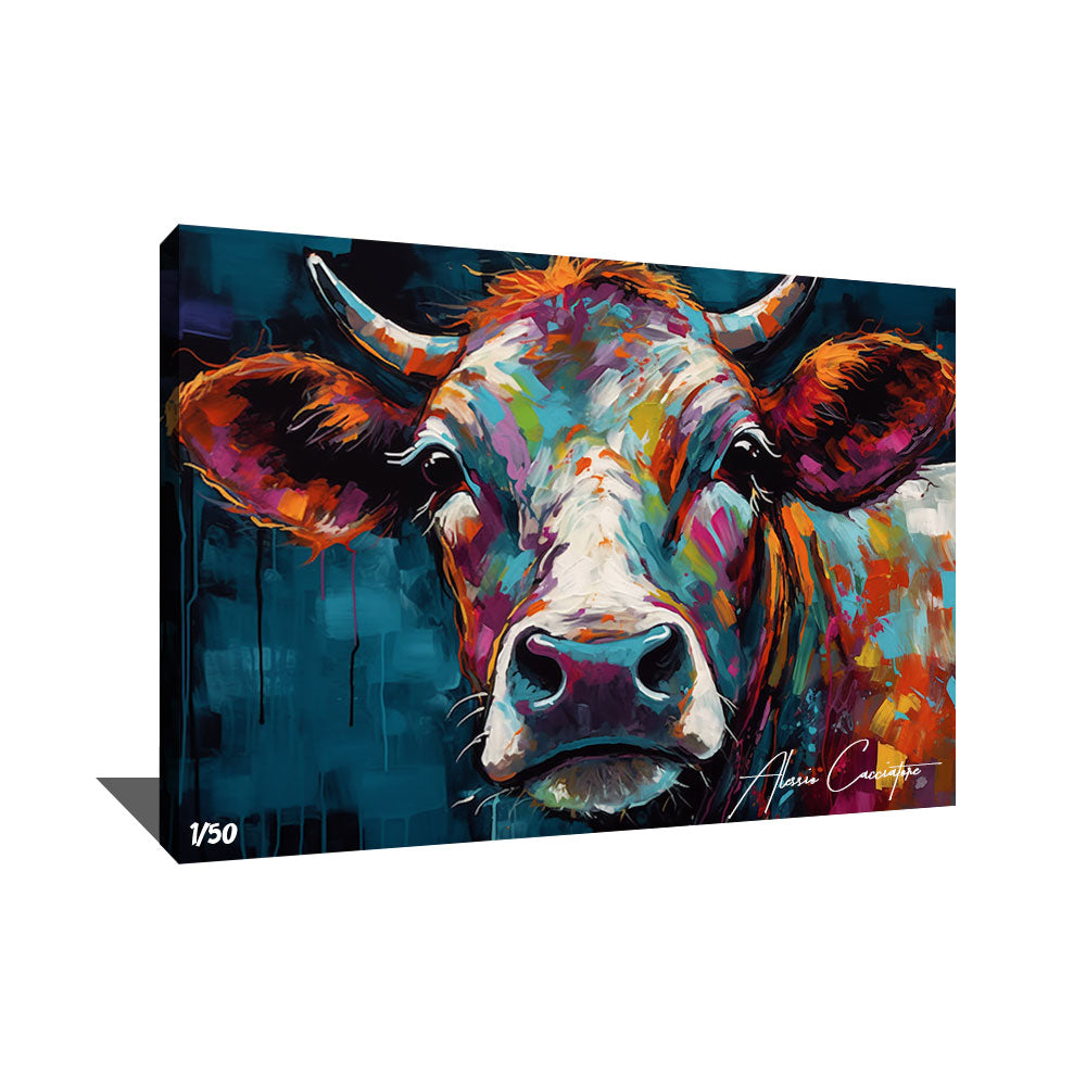 Tableau pop art vache en folie- Livraison gratuite - Fineartsfrance