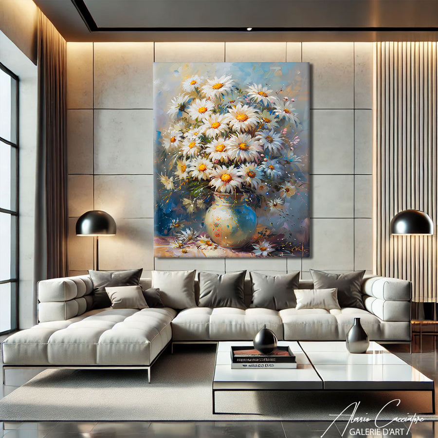 Tableau Bouquet de Fleurs Contemporain – mise en situation