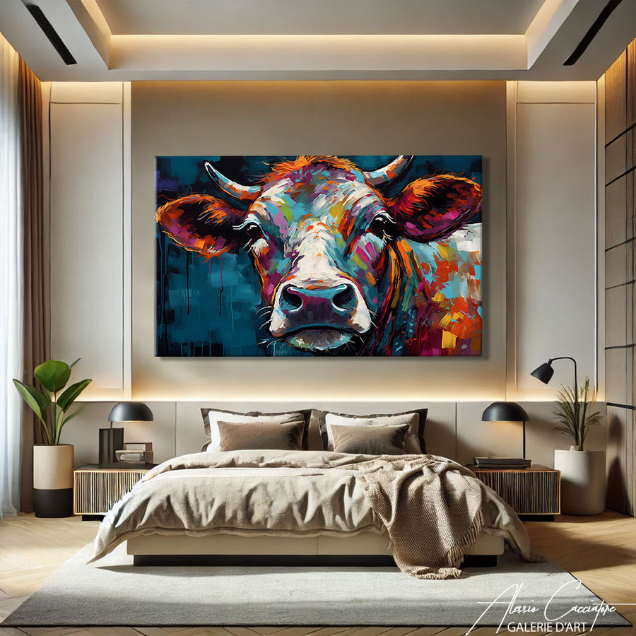 tableau pop art vache – mise en situation