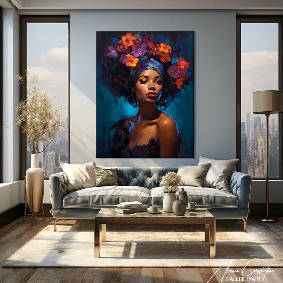 peinture femme africaine moderne – mise en situation