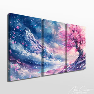 Tableau Triptyque Cerisier Japonais
