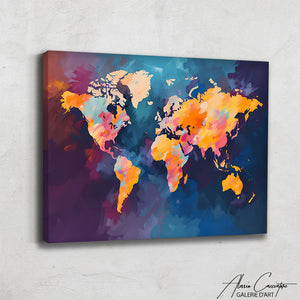 Tableau Carte du Monde Couleur