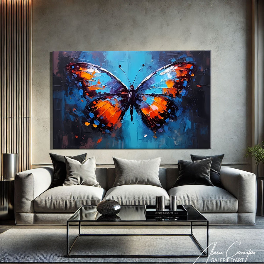 Tableau Papillon Bleu – mise en situation