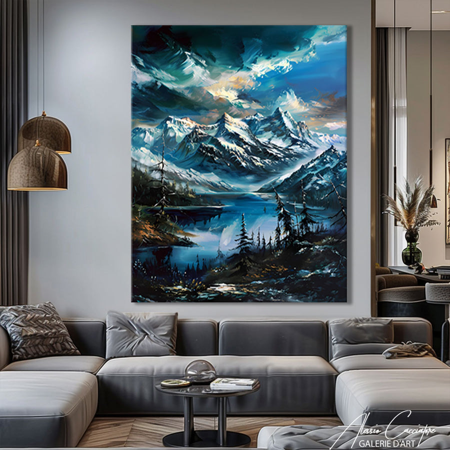 Tableau Paysage Montagne Neige – mise en situation
