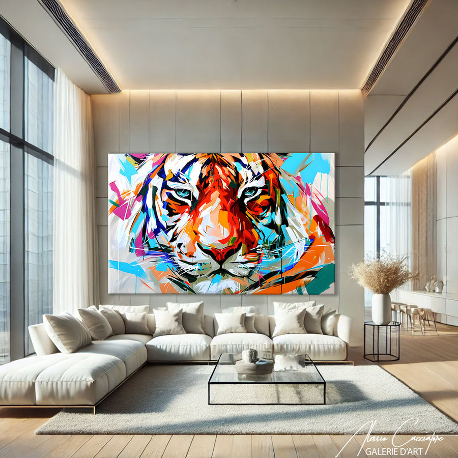 Toile Tigre Couleur
– mise en situation