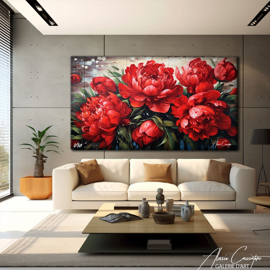 tableau avec pivoine – mise en situation