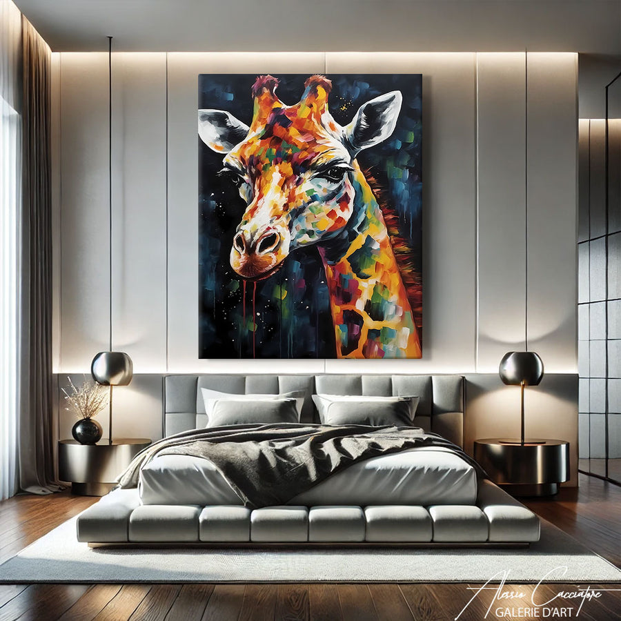 TABLEAU PEINTURE GIRAFE – mise en situation